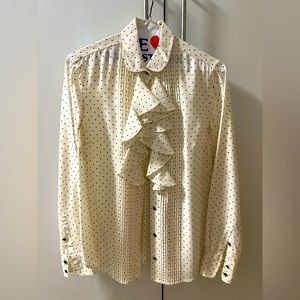JCrew Silk Top - Cream w/ Polka Dots - Size 0